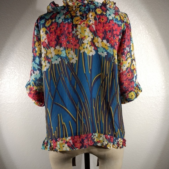 Johnny Was Muna Japanese Rayon Peasant Blouse M NWT - Picture 2 of 6